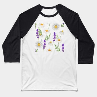 Chamomile and Lavender Illustration Baseball T-Shirt